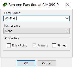 Renaming our WinMain function